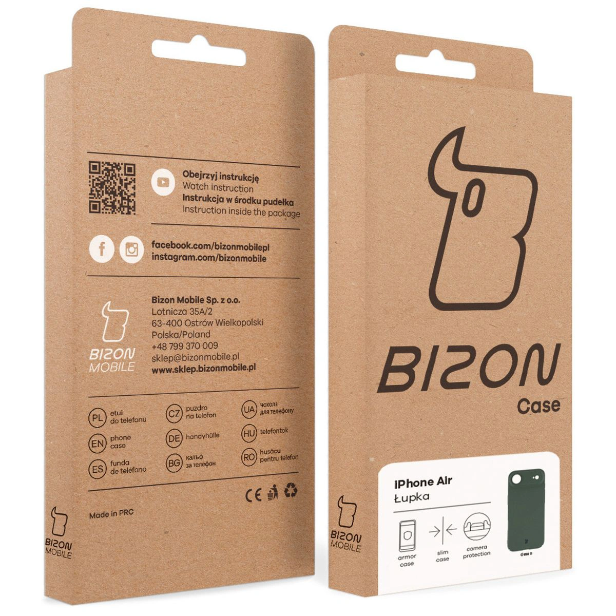Kraftowe pudełko Bizon Case z dedykowaną etykietą do Apple iPhone Air